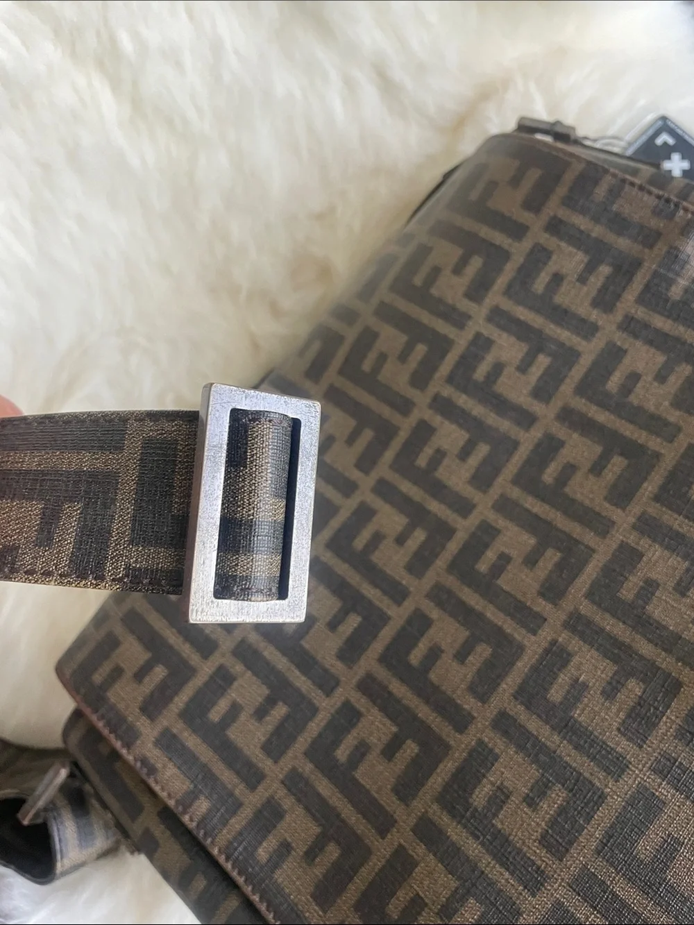 Fendi Brown FF Logo Crossbody Messenger Bag
